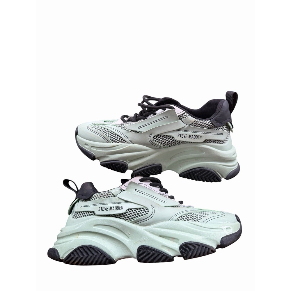 Steve Madden Possession Chunky Sneakers Mint Green Black White Women's Size 8